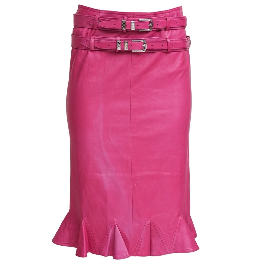 Christian Dior Early 2000s Pink Leather Skirt